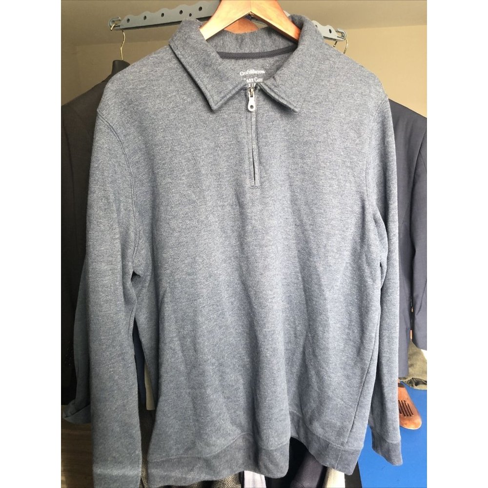 MEN'S LARGE CROFT & BARROW 1/2 ZIP HEATHER Blue
